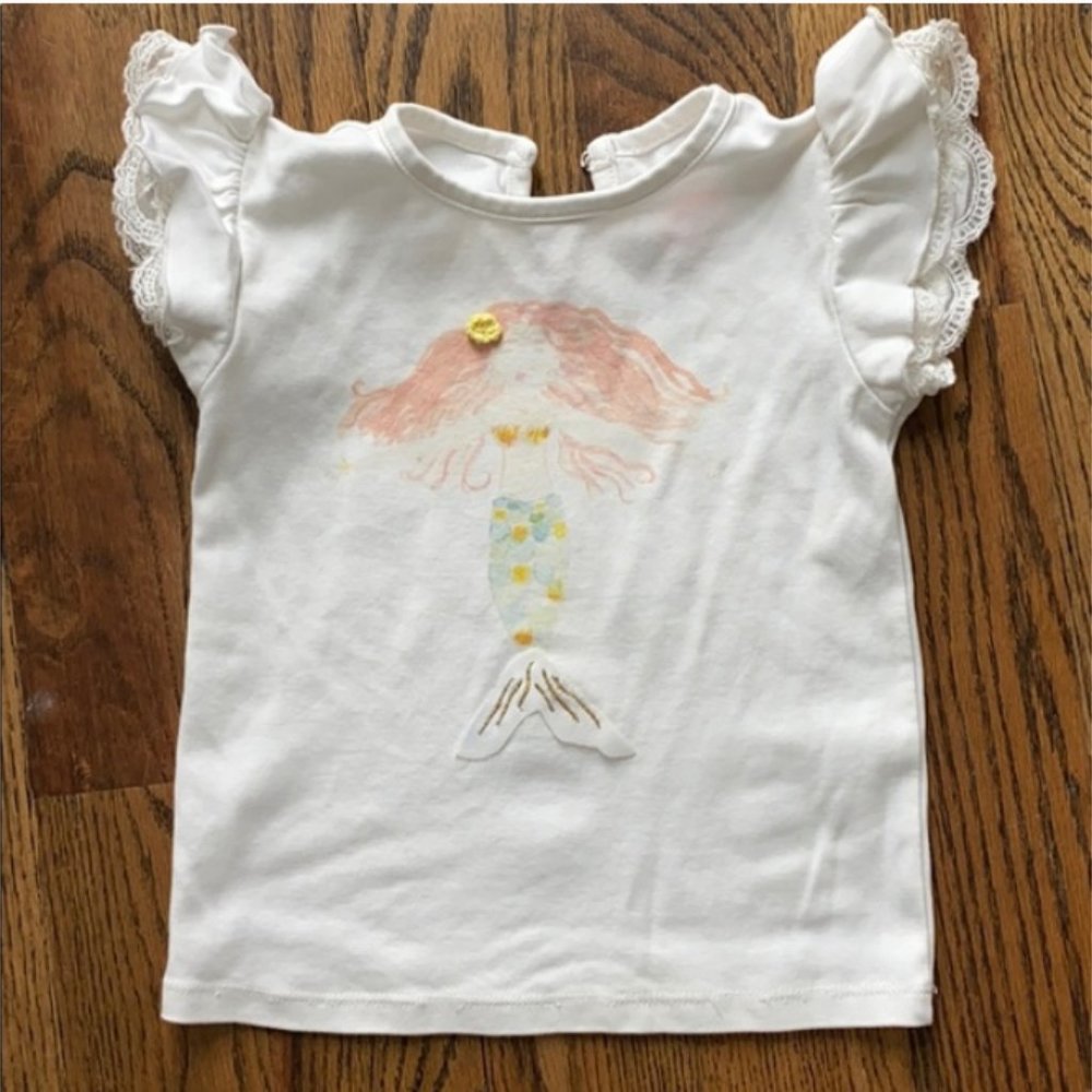 Pink Elephant  tee with mermaid and Ruffles